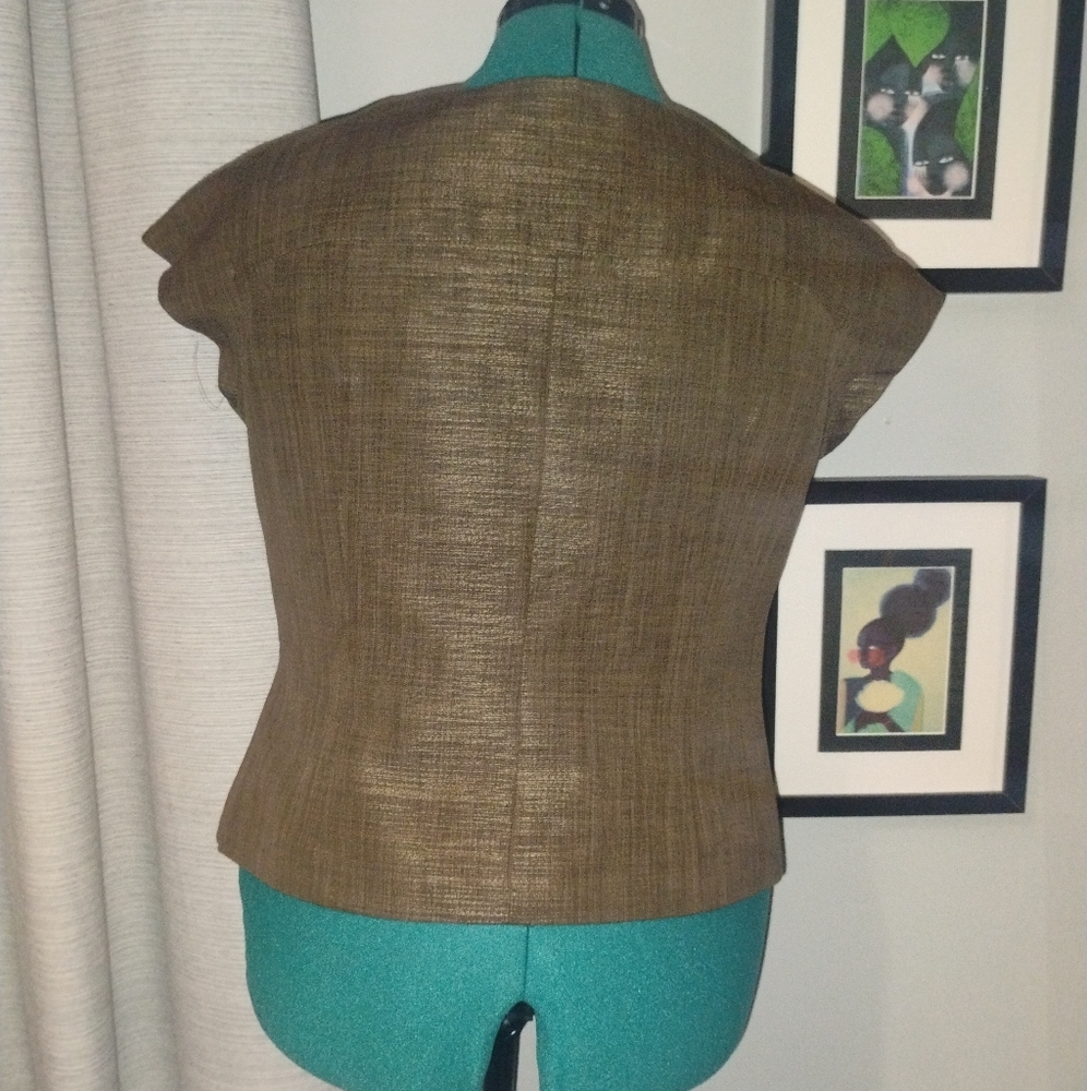 Anne Klein Bronze Cap Sleeved Blazer Sz 10 - Picture 11 of 14